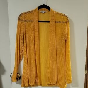 Notations Yellow Open-Front Knit Cardigan